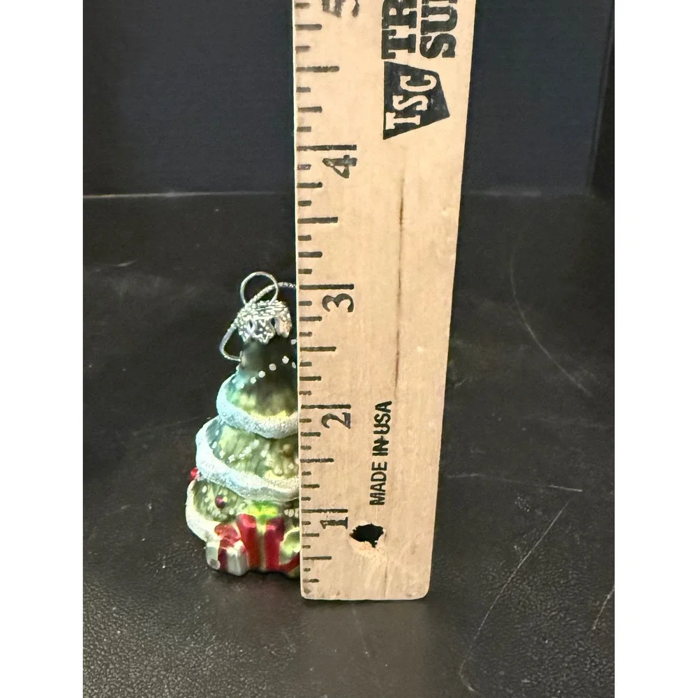 Christmas Holiday Ornaments Multicolor Glass Santa & Tree Set